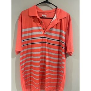 Mens Large Golf Polo Orange Stripes